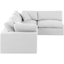 Meridian Comfy White Linen Textured Fabric Modular Sectional IMAGE 9