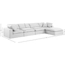 Meridian Comfy White Linen Textured Fabric Modular Sectional IMAGE 15