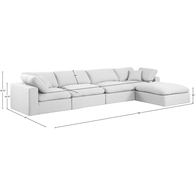 Meridian Comfy White Linen Textured Fabric Modular Sectional IMAGE 15