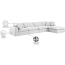 Meridian Comfy White Linen Textured Fabric Modular Sectional IMAGE 16