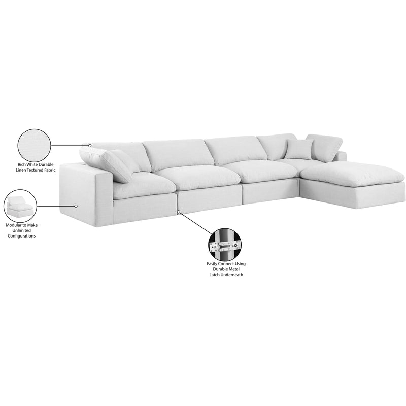 Meridian Comfy White Linen Textured Fabric Modular Sectional IMAGE 16