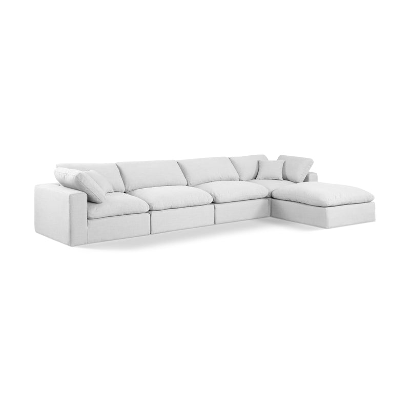 Meridian Comfy White Linen Textured Fabric Modular Sectional IMAGE 1