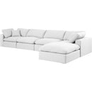 Meridian Comfy White Linen Textured Fabric Modular Sectional IMAGE 2
