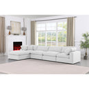 Meridian Comfy White Linen Textured Fabric Modular Sectional IMAGE 3