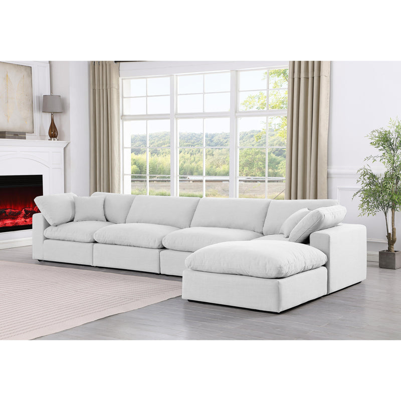 Meridian Comfy White Linen Textured Fabric Modular Sectional IMAGE 4