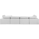 Meridian Comfy White Linen Textured Fabric Modular Sectional IMAGE 5