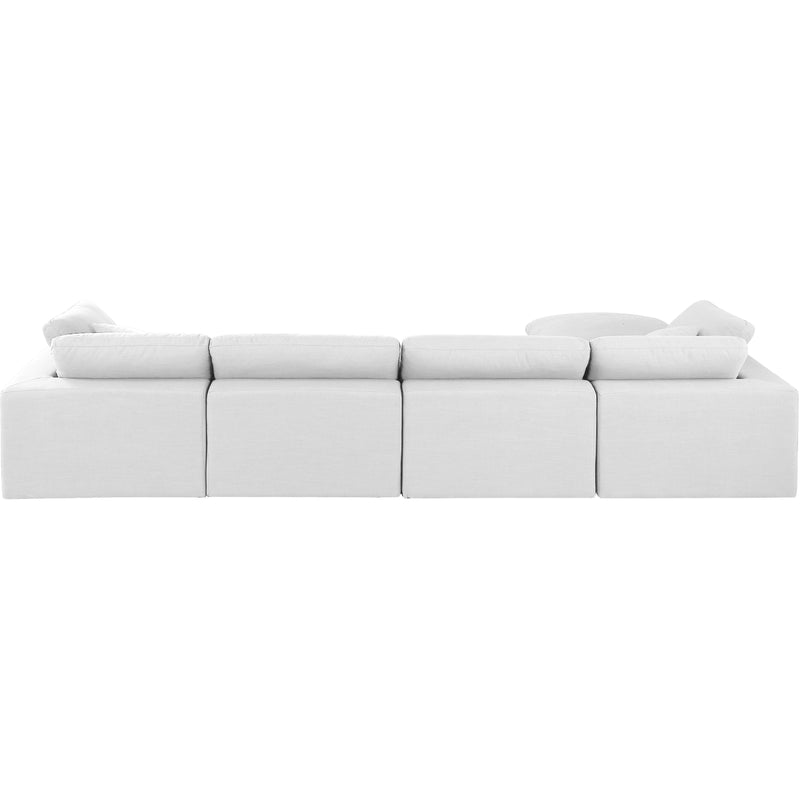 Meridian Comfy White Linen Textured Fabric Modular Sectional IMAGE 6