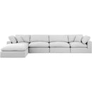 Meridian Comfy White Linen Textured Fabric Modular Sectional IMAGE 7
