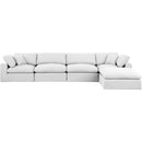 Meridian Comfy White Linen Textured Fabric Modular Sectional IMAGE 8