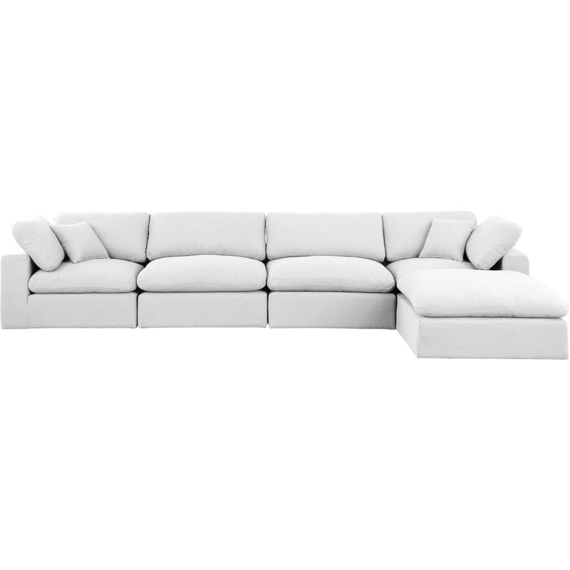 Meridian Comfy White Linen Textured Fabric Modular Sectional IMAGE 8