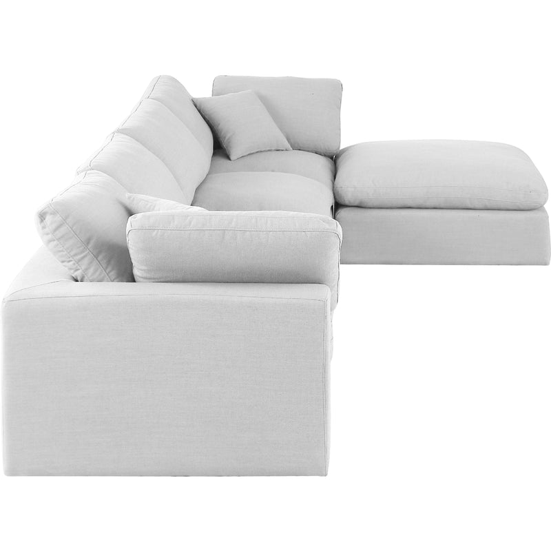 Meridian Comfy White Linen Textured Fabric Modular Sectional IMAGE 9