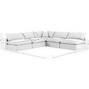Meridian Comfy White Linen Textured Fabric Modular Sectional IMAGE 10