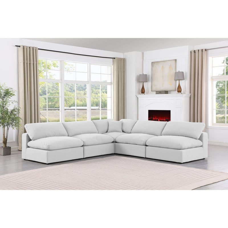 Meridian Comfy White Linen Textured Fabric Modular Sectional IMAGE 2