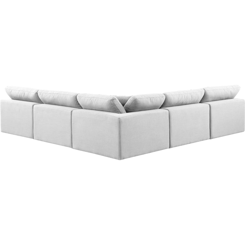 Meridian Comfy White Linen Textured Fabric Modular Sectional IMAGE 3