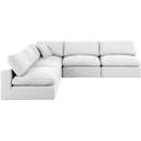 Meridian Comfy White Linen Textured Fabric Modular Sectional IMAGE 4