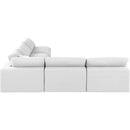 Meridian Comfy White Linen Textured Fabric Modular Sectional IMAGE 5