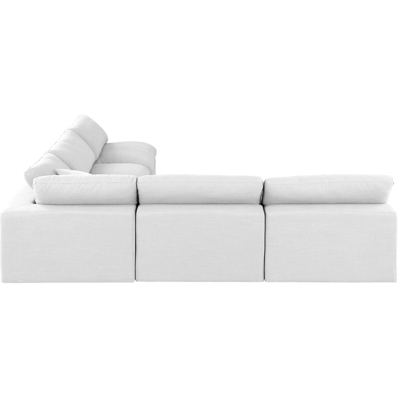 Meridian Comfy White Linen Textured Fabric Modular Sectional IMAGE 5