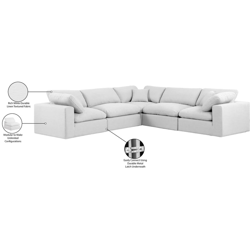 Meridian Comfy White Linen Textured Fabric Modular Sectional IMAGE 11
