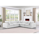 Meridian Comfy White Linen Textured Fabric Modular Sectional IMAGE 2
