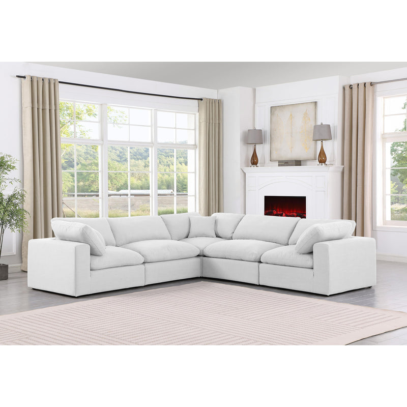 Meridian Comfy White Linen Textured Fabric Modular Sectional IMAGE 2