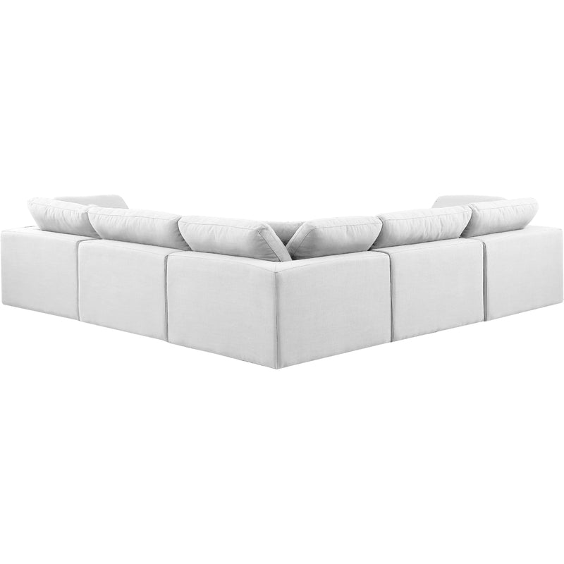 Meridian Comfy White Linen Textured Fabric Modular Sectional IMAGE 3