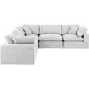 Meridian Comfy White Linen Textured Fabric Modular Sectional IMAGE 4