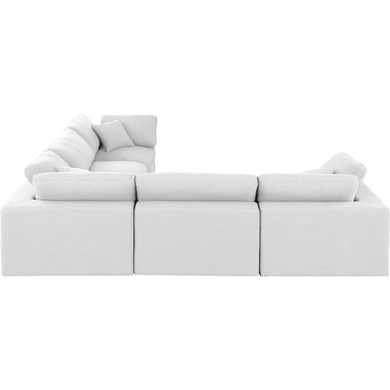 Meridian Comfy White Linen Textured Fabric Modular Sectional IMAGE 5
