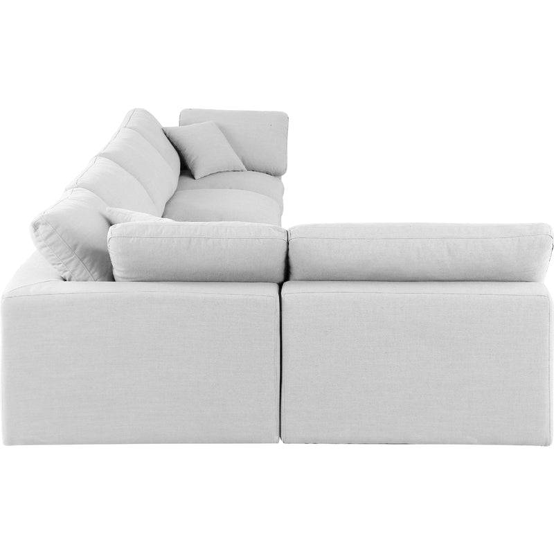 Meridian Comfy White Linen Textured Fabric Modular Sectional IMAGE 10
