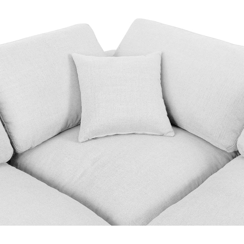 Meridian Comfy White Linen Textured Fabric Modular Sectional IMAGE 13