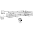 Meridian Comfy White Linen Textured Fabric Modular Sectional IMAGE 16