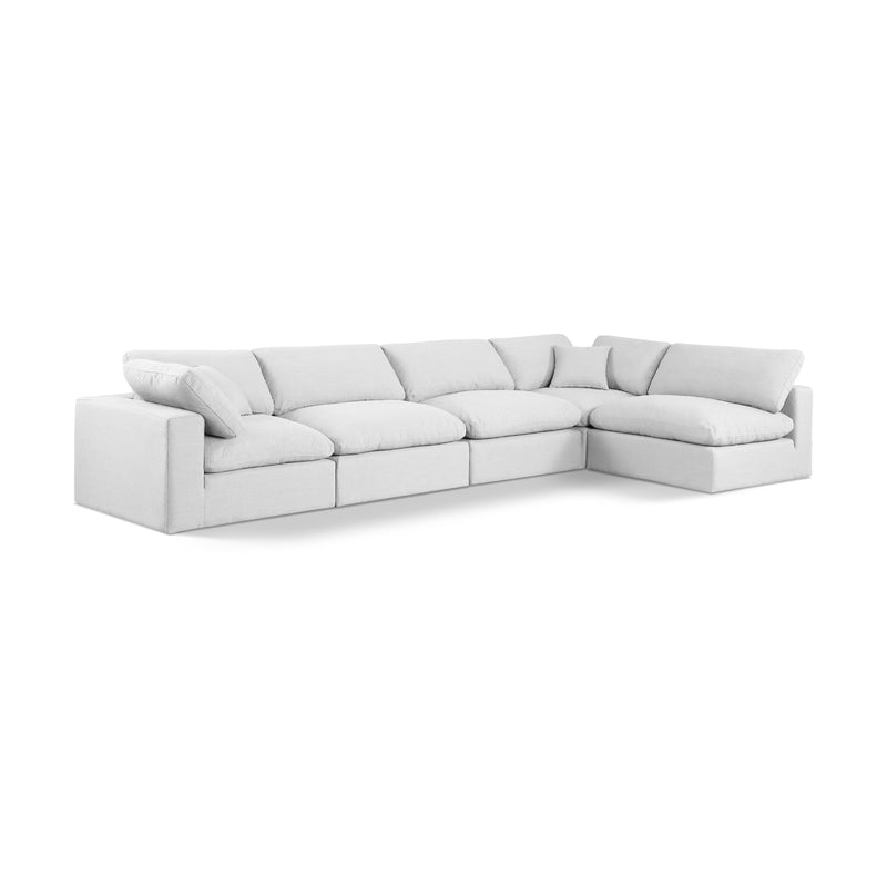 Meridian Comfy White Linen Textured Fabric Modular Sectional IMAGE 1