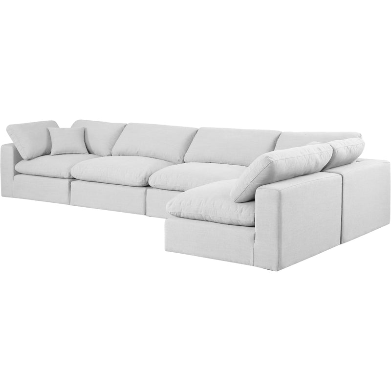 Meridian Comfy White Linen Textured Fabric Modular Sectional IMAGE 2