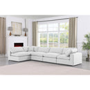 Meridian Comfy White Linen Textured Fabric Modular Sectional IMAGE 3