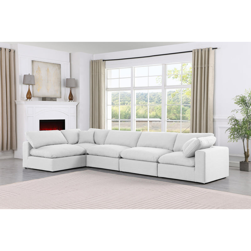 Meridian Comfy White Linen Textured Fabric Modular Sectional IMAGE 3