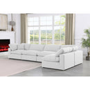 Meridian Comfy White Linen Textured Fabric Modular Sectional IMAGE 4