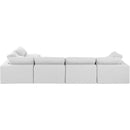Meridian Comfy White Linen Textured Fabric Modular Sectional IMAGE 5