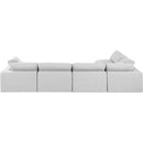 Meridian Comfy White Linen Textured Fabric Modular Sectional IMAGE 6