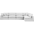 Meridian Comfy White Linen Textured Fabric Modular Sectional IMAGE 8
