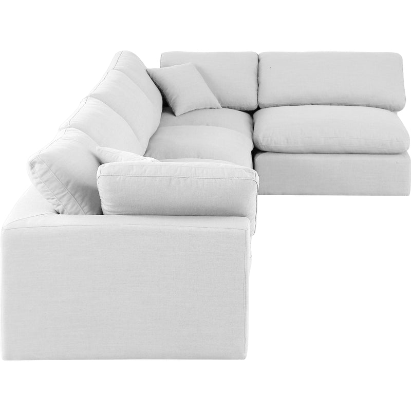 Meridian Comfy White Linen Textured Fabric Modular Sectional IMAGE 9