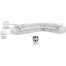 Meridian Comfy White Linen Textured Fabric Modular Sectional IMAGE 11