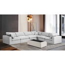 Meridian Comfy White Linen Textured Fabric Modular Sectional IMAGE 2