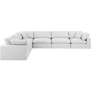 Meridian Comfy White Linen Textured Fabric Modular Sectional IMAGE 4