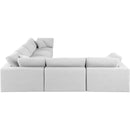 Meridian Comfy White Linen Textured Fabric Modular Sectional IMAGE 5