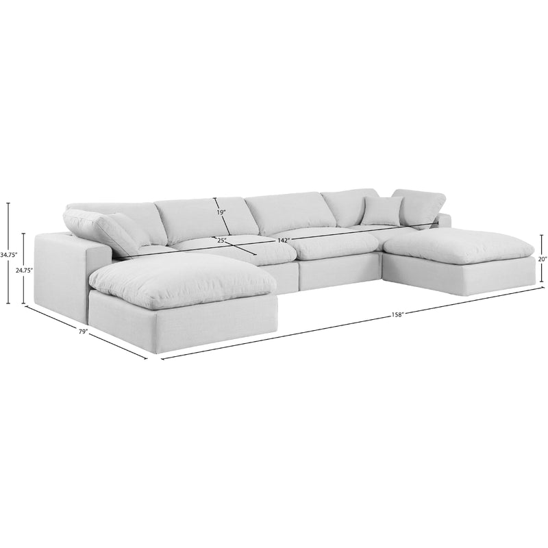 Meridian Comfy White Linen Textured Fabric Modular Sectional IMAGE 10
