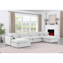 Meridian Comfy White Linen Textured Fabric Modular Sectional IMAGE 2