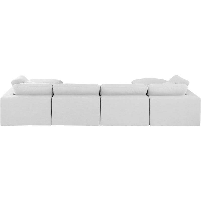 Meridian Comfy White Linen Textured Fabric Modular Sectional IMAGE 3