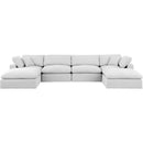 Meridian Comfy White Linen Textured Fabric Modular Sectional IMAGE 4