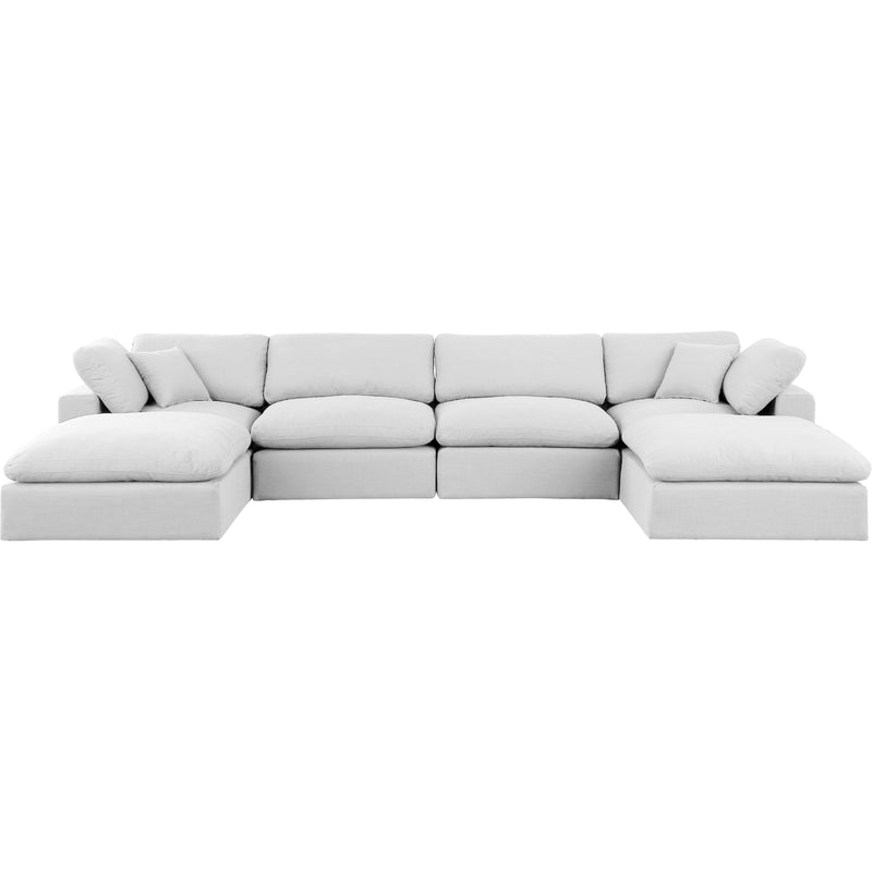 Meridian Comfy White Linen Textured Fabric Modular Sectional IMAGE 4