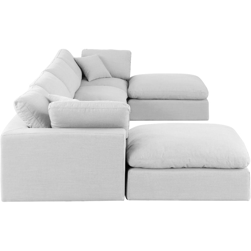 Meridian Comfy White Linen Textured Fabric Modular Sectional IMAGE 5