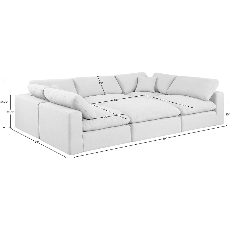 Meridian Comfy White Linen Textured Fabric Modular Sectional IMAGE 10